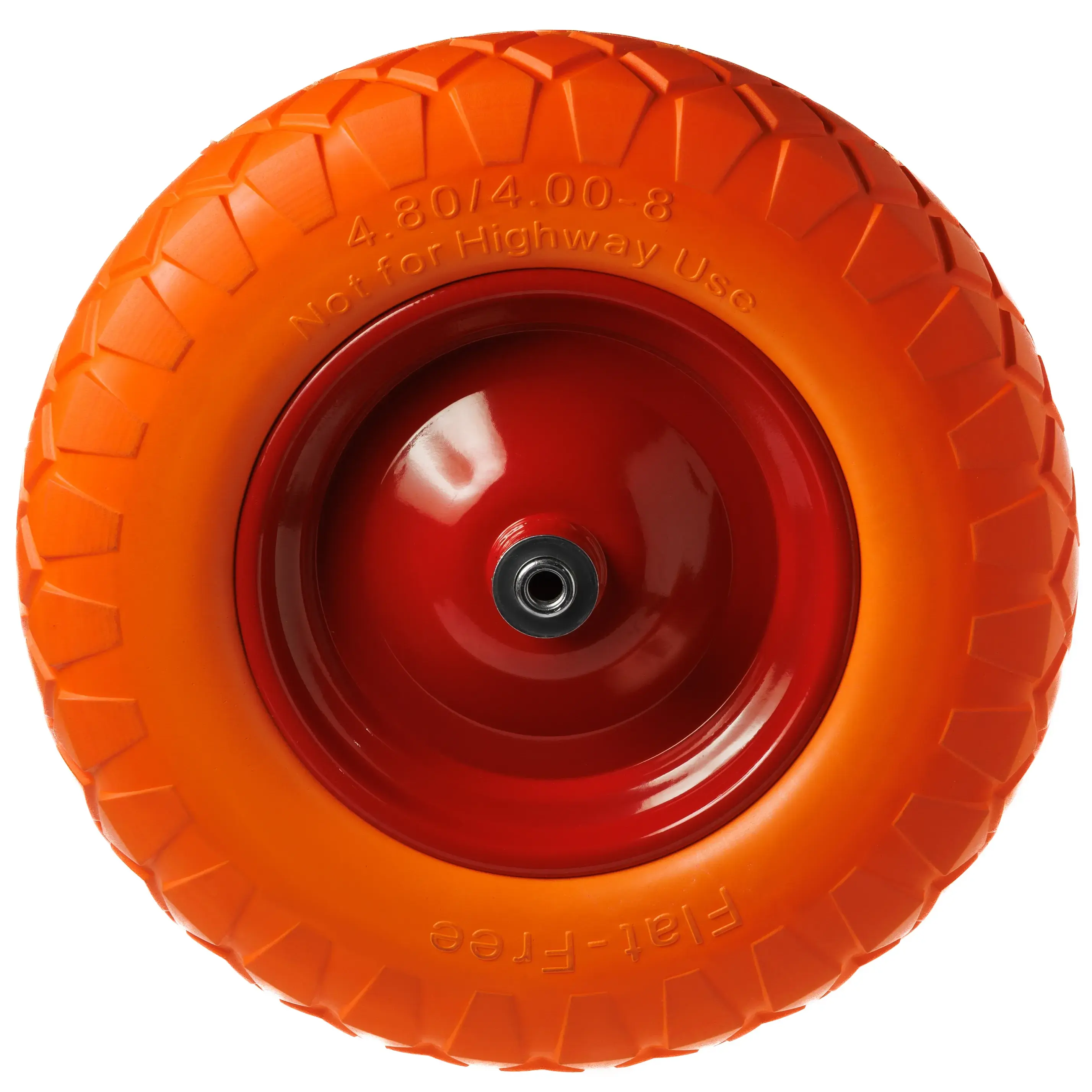 Пенополиуретановое колесо, диаметр 380мм, металлический обод, симметричная ступица, шариковый подшипник, ось 12 мм, 4.00-8 - PU 3000-12